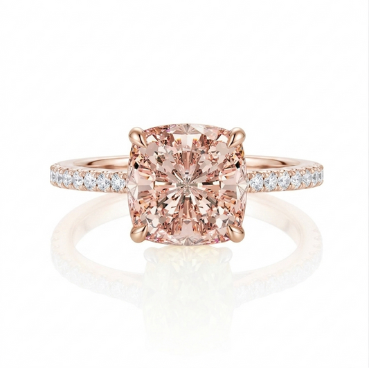 Champagne Pink Morganite Ring Sterling Silver Imitated Gemstone