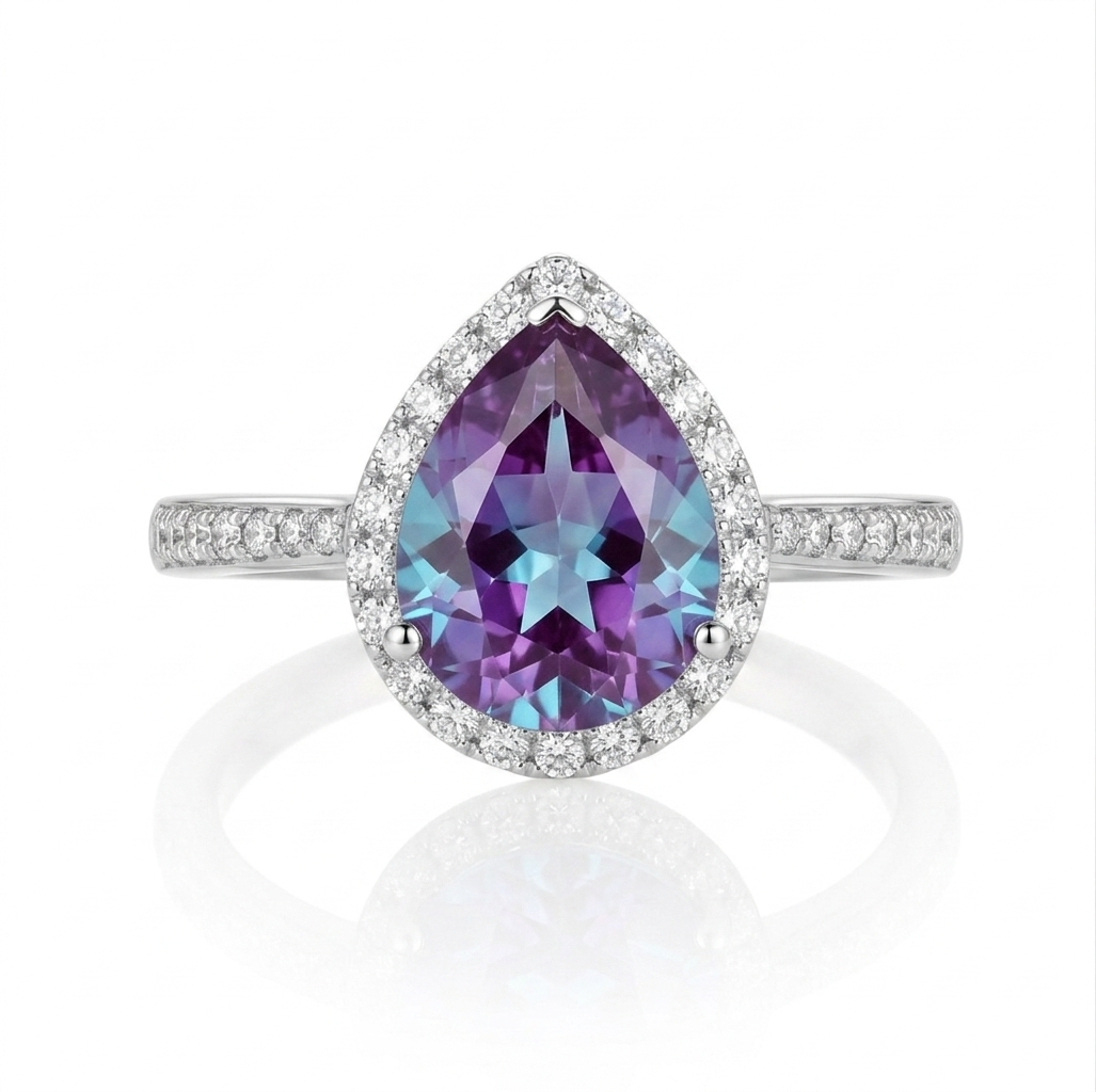 Color Change Alexandrite Sterling Silver Ring