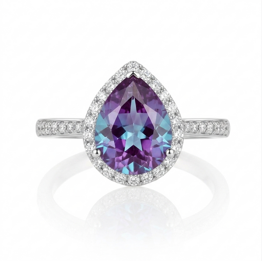 Color Change Alexandrite Sterling Silver Ring