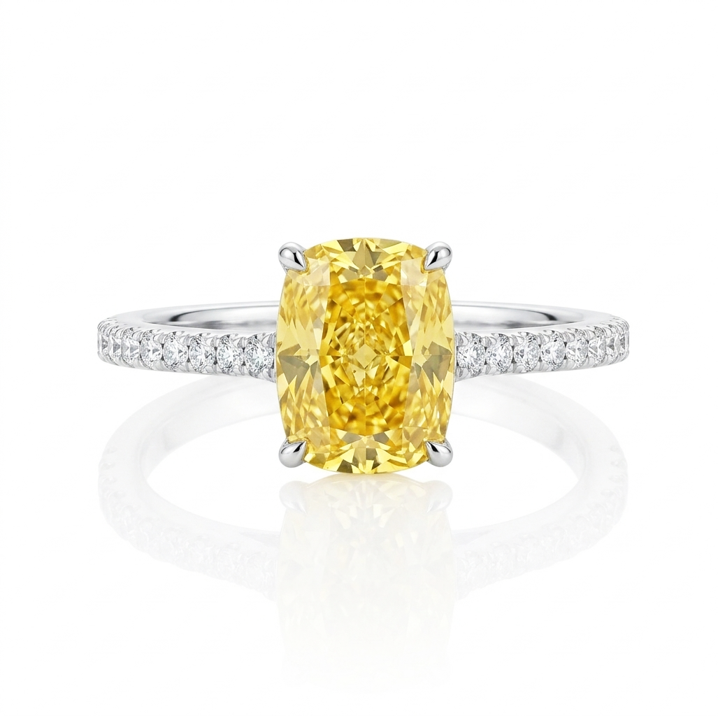 Yellow Zircon ring with yellow roses design by STAR WISH, featuring a silver band and intricate floral detailing.