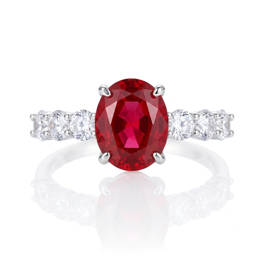 Cherry Wine Red Zircon Ring Sterling Silver