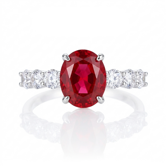 Cherry Wine Red Zircon Ring Sterling Silver