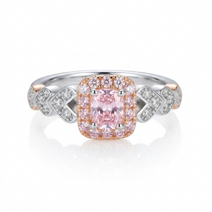Pink Square Zircon Ring 925 Sterling Silver