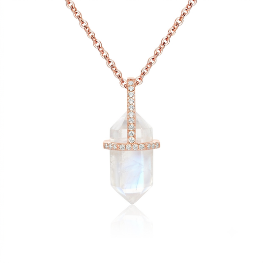 Hexagon Moonstone Necklace 925 Sterling Silver Necklace