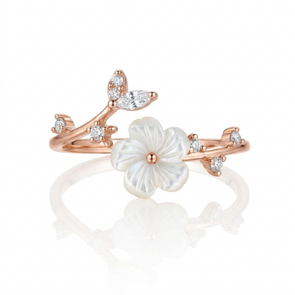 Shell Flower Ring Sterling Silver Adjustable