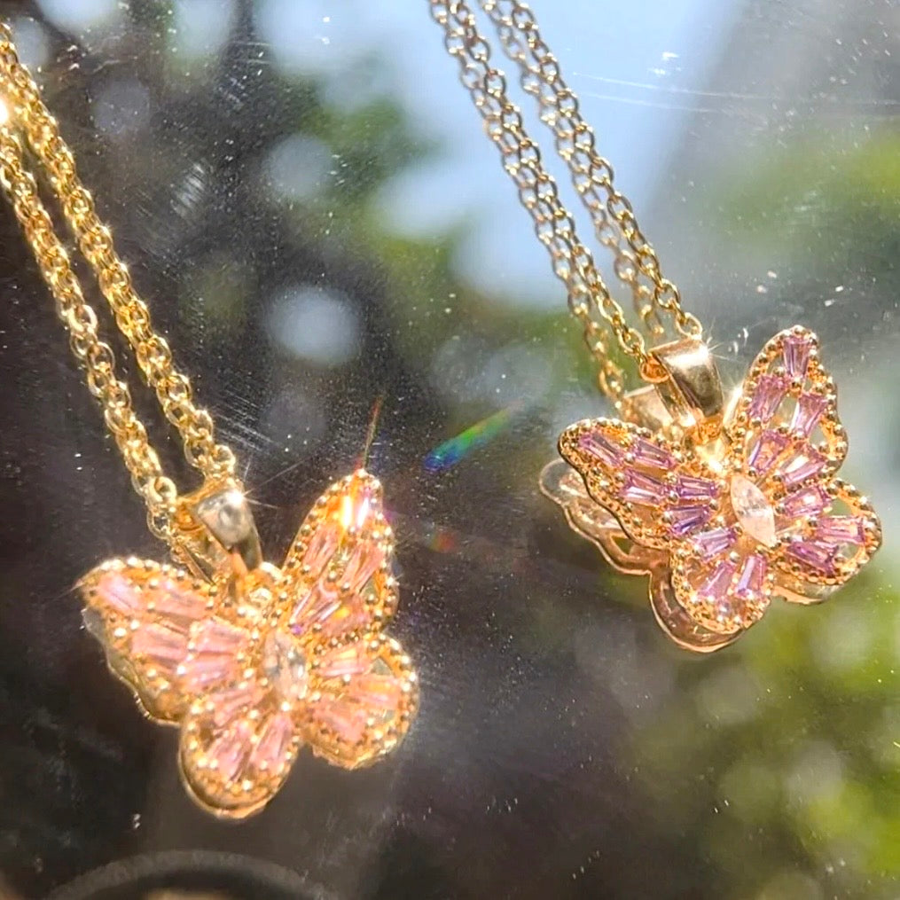 Butterfly Necklace Pink / Purple / White