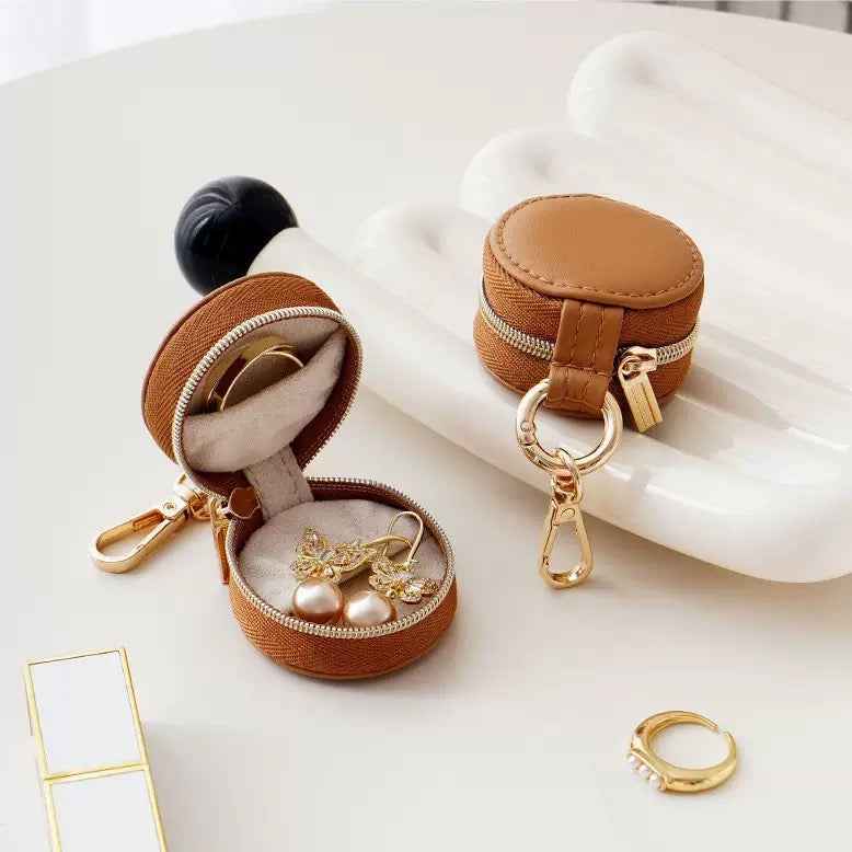 Mini Round Zipper Jewelry Pouch
