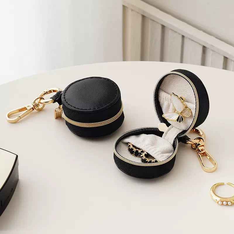 Mini Round Zipper Jewelry Pouch