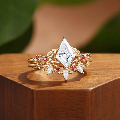 Handmade S925 Gold Vermeil 1ct Kite Moissanite Stack Ring Set