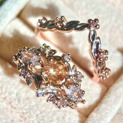 Fairy Crown Champagne Gemstone Ring Set