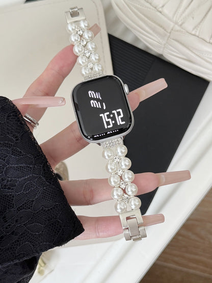 Starlight double pearl rhinestone Apple Watch band