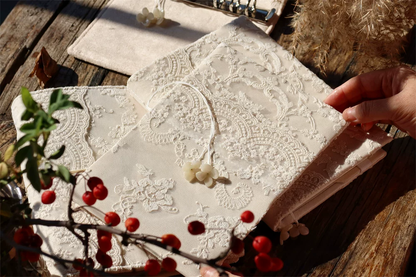 Handmade Blooming Garden Lace Journal by STAR WISH featuring floral lace cover and elegant paper pages.