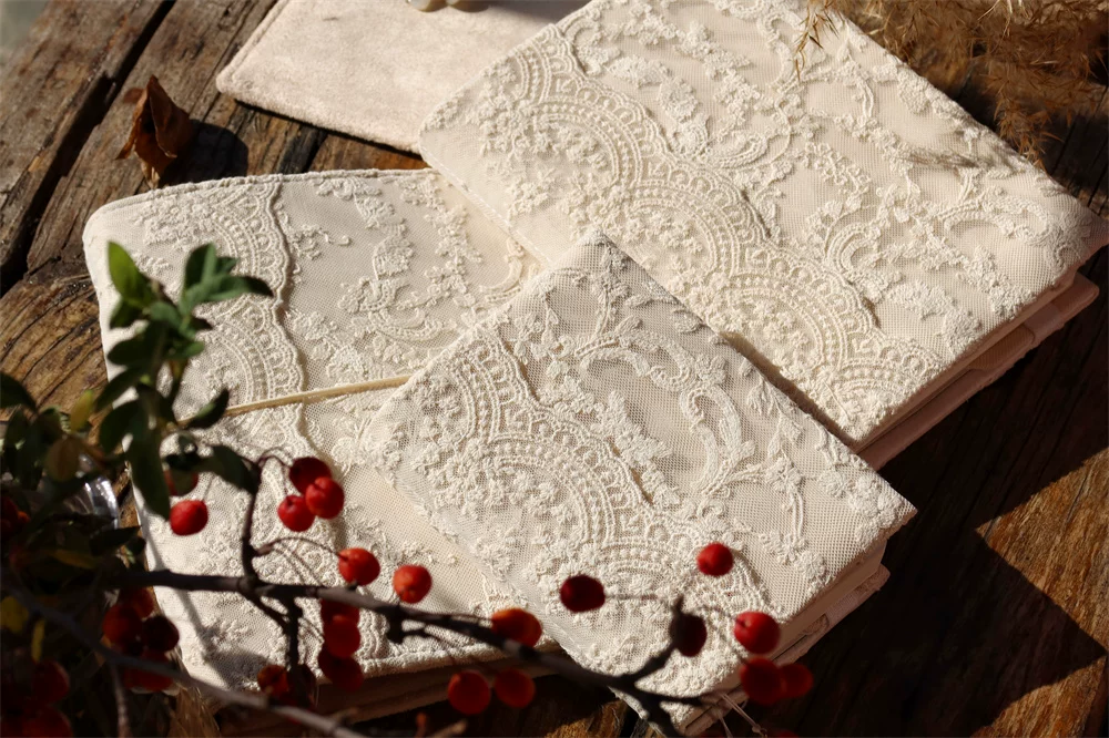 Handmade Blooming Garden Lace Journal by STAR WISH featuring floral lace cover and lined pages for writing and notes.