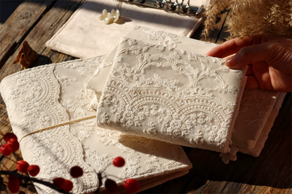Handmade Blooming Garden Lace Journal by STAR WISH featuring floral lace cover and elegant design for writing and note-taking.