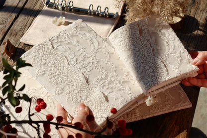 Handmade Blooming Garden lace journal by STAR WISH with floral cover and vintage-inspired design, perfect for writing and note-taking.