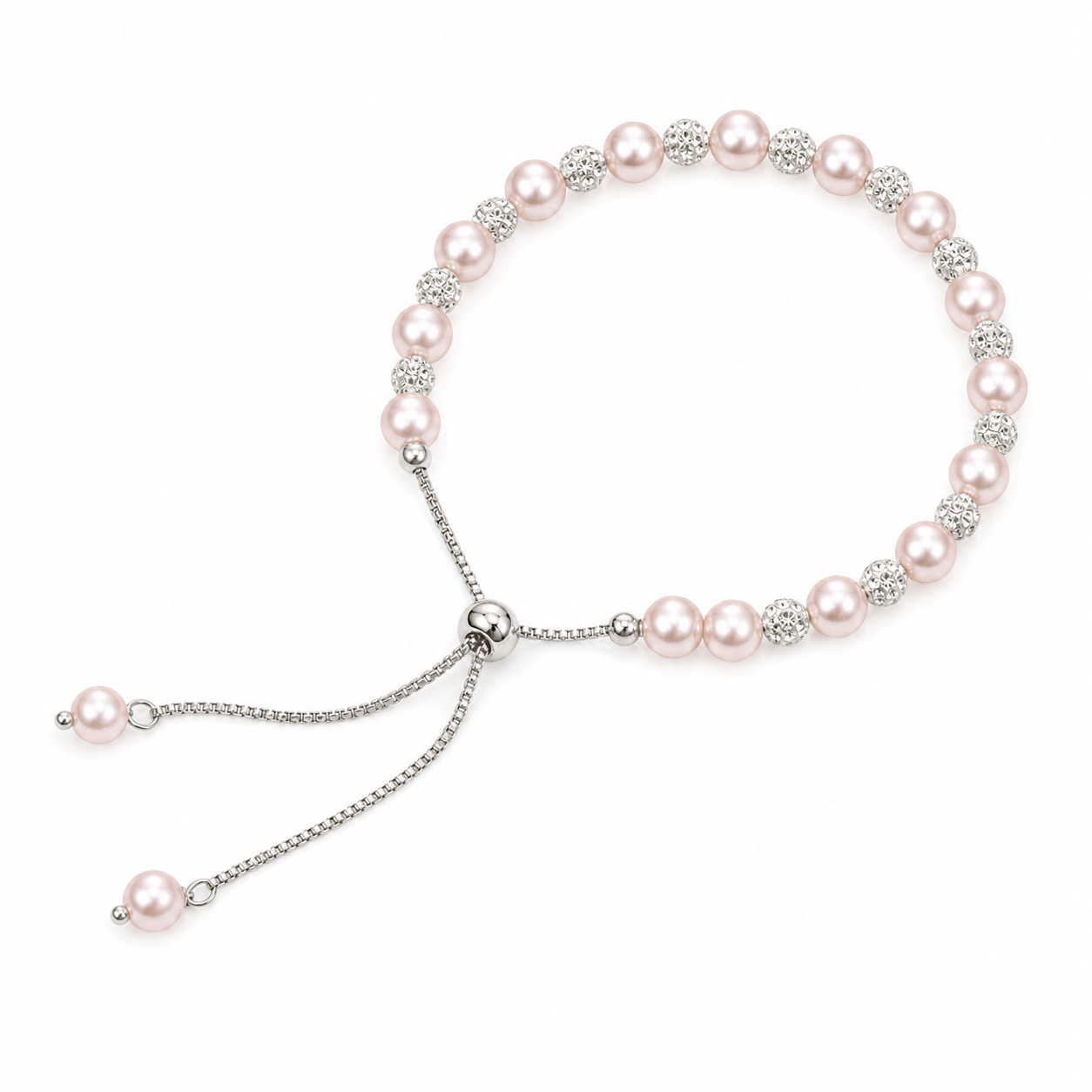 Manta rose pearl bracelet on white background