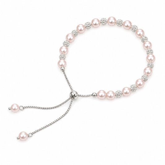 Manta rose pearl bracelet on white background