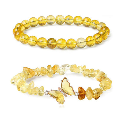 Natural stone butterfly bracelet set citrine