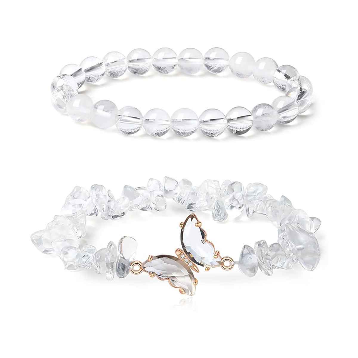 Natural Stone Butterfly Bracelet Set