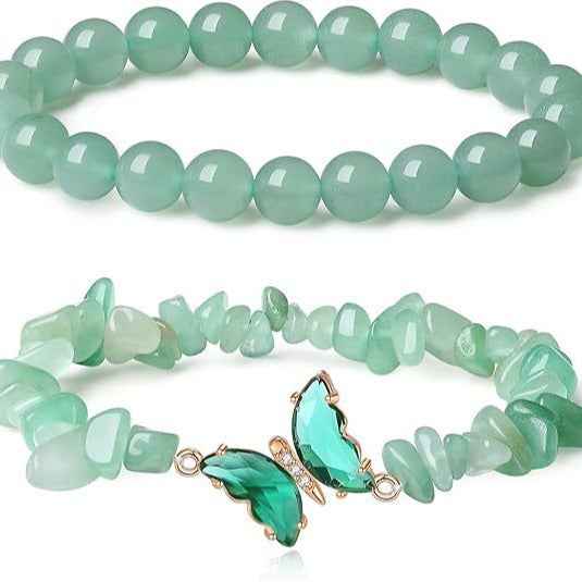 Natural Stone Butterfly Bracelet Set