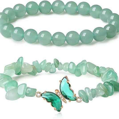 Natural Stone Butterfly Bracelet Set