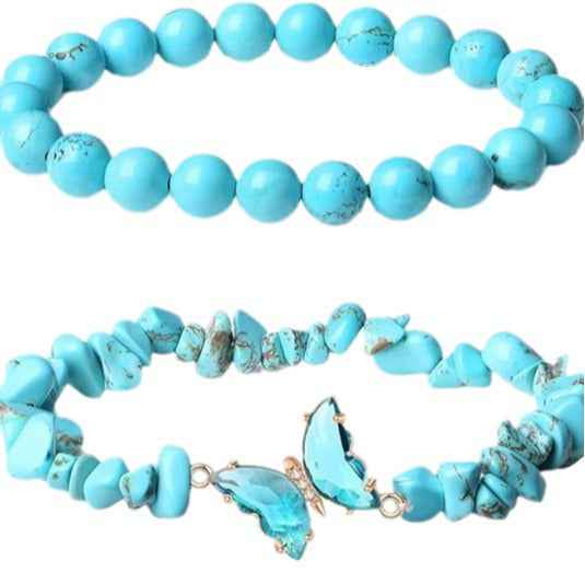 Natural Stone Butterfly Bracelet Set