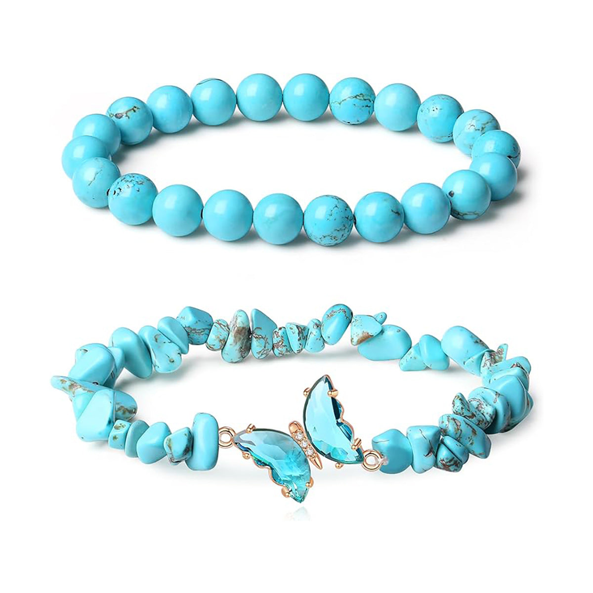 Natural stone butterfly bracelet set turquoise