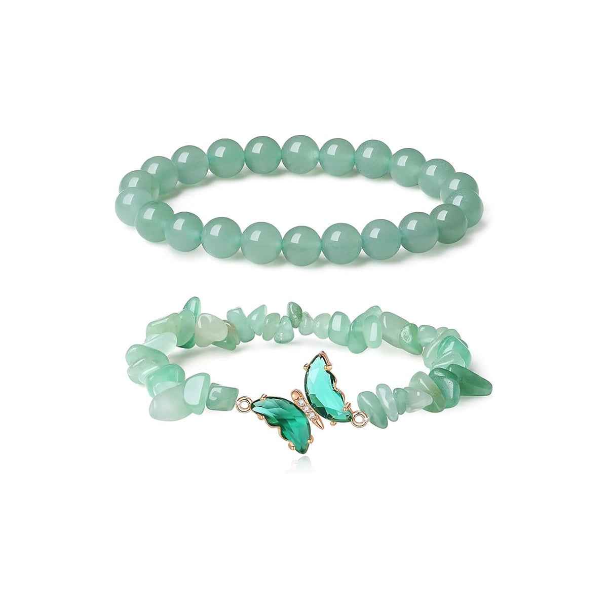 Natural Stone Butterfly Bracelet Set