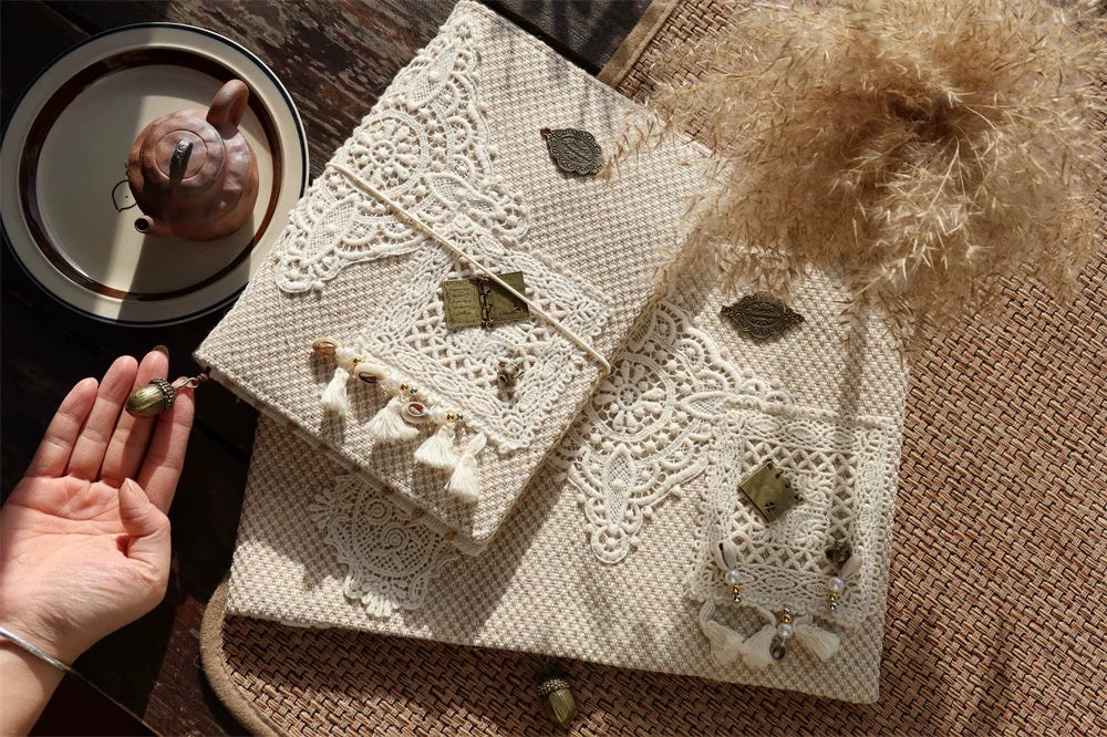 Nature lace journal and fabric cover detail 16