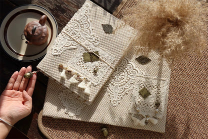 Nature lace journal and fabric cover detail 16