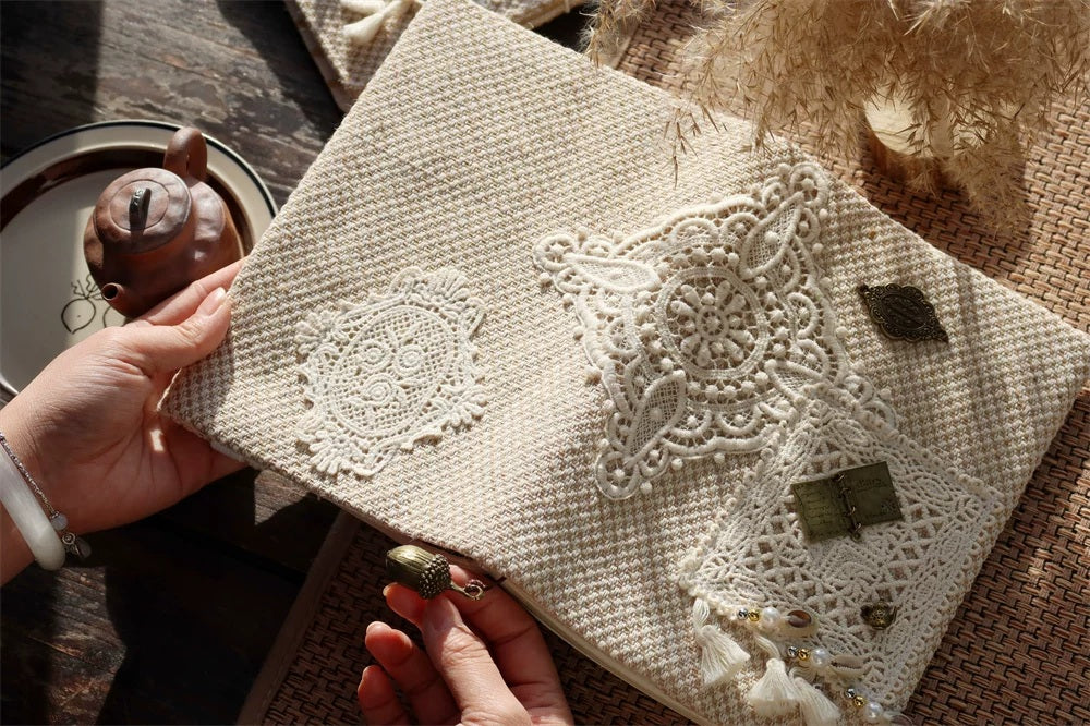 Nature lace journal and fabric cover detail 22