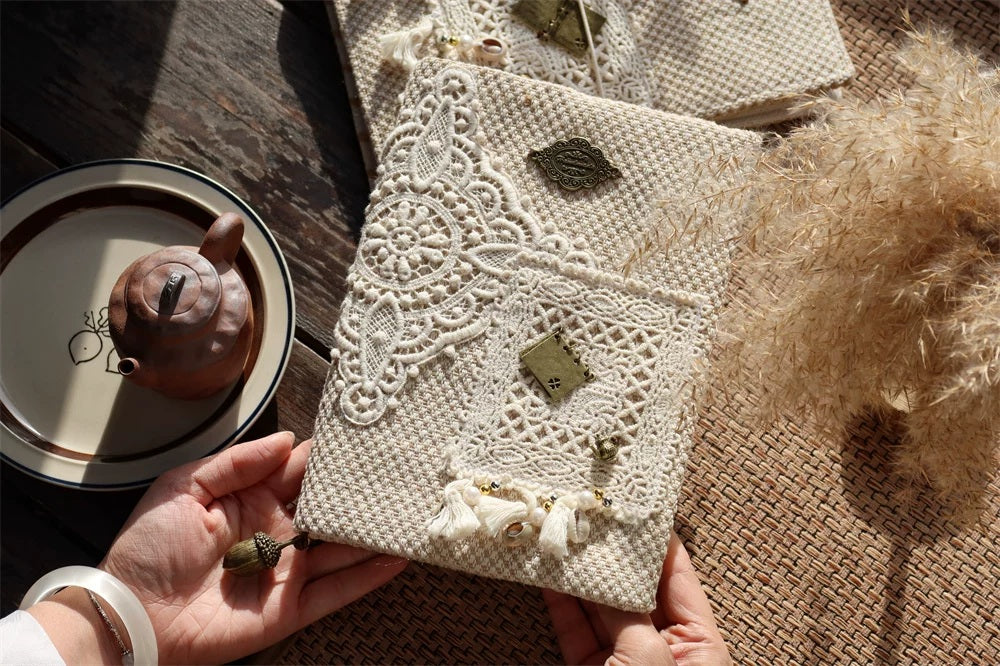 Nature lace journal and fabric cover detail 26