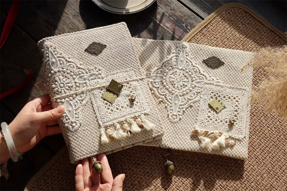 Nature lace journal and fabric cover detail 34