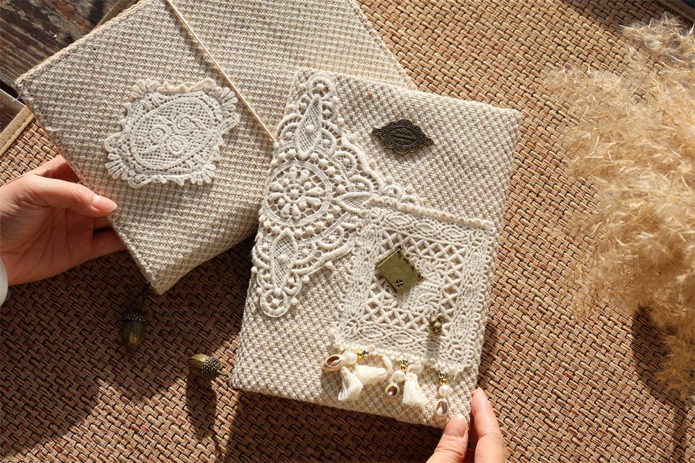 Nature lace journal and fabric cover detail 43