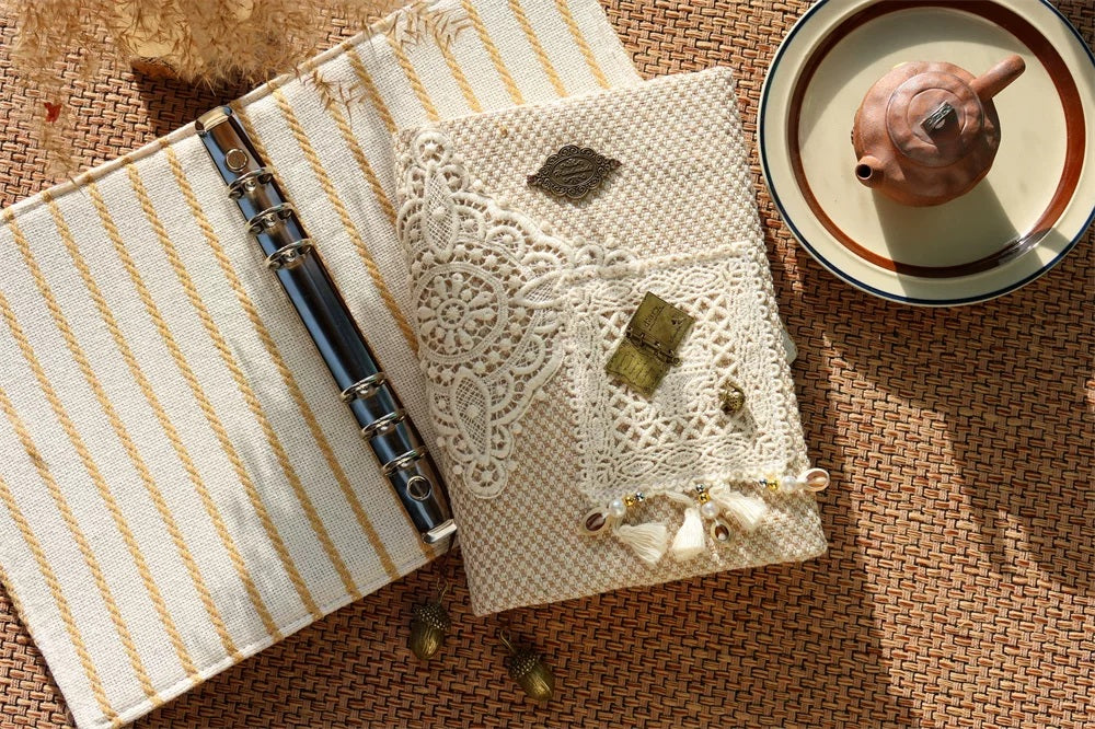 Nature lace journal and fabric cover detail 55