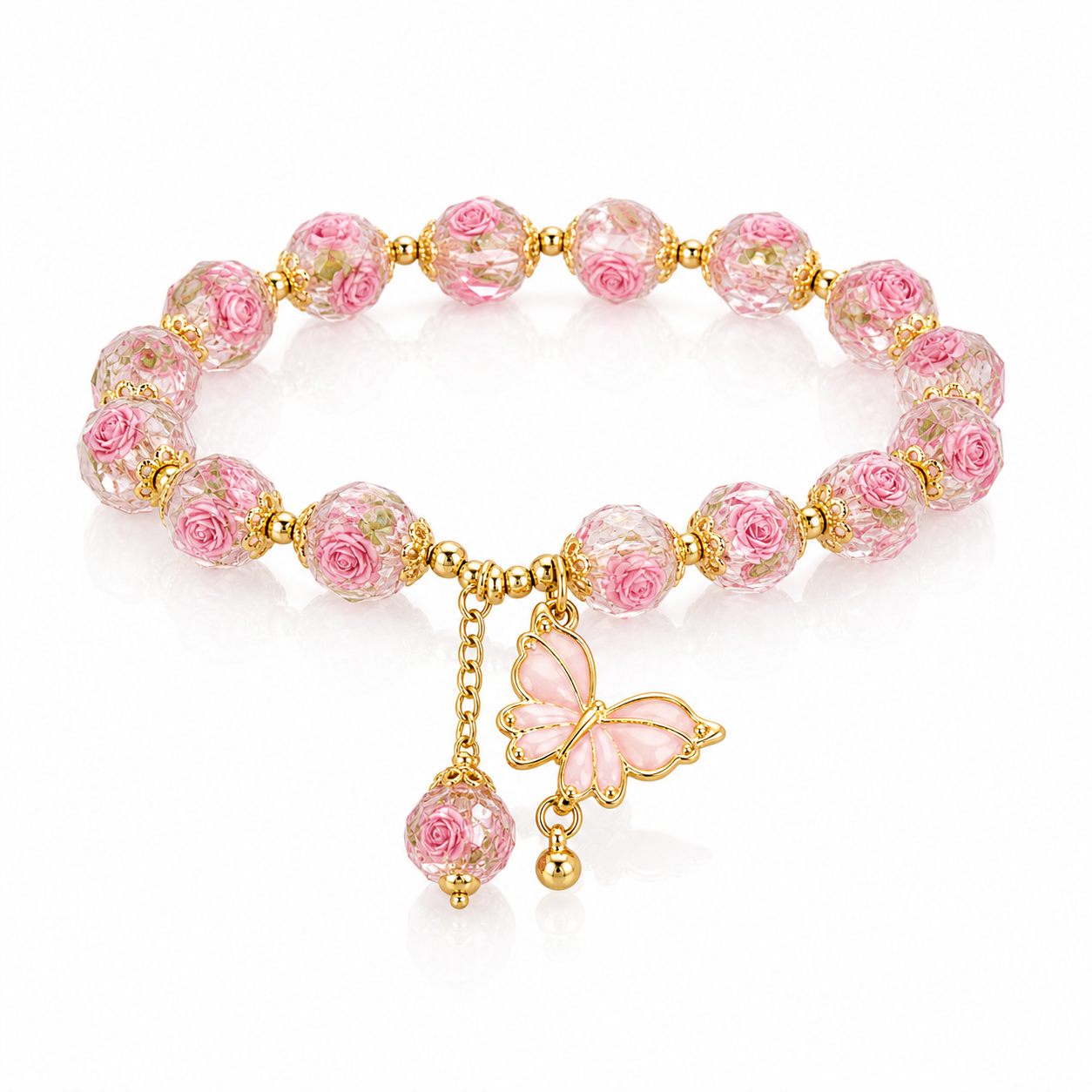 Rose Garden Glass Butterfly Bracelet white background product image