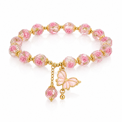 Rose Garden Glass Butterfly Bracelet white background product image