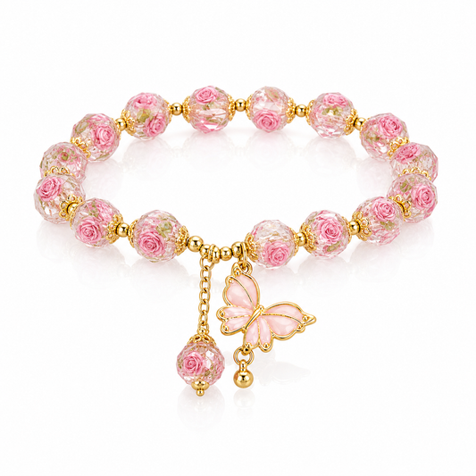 Rose Garden Glass Butterfly Bracelet white background product image