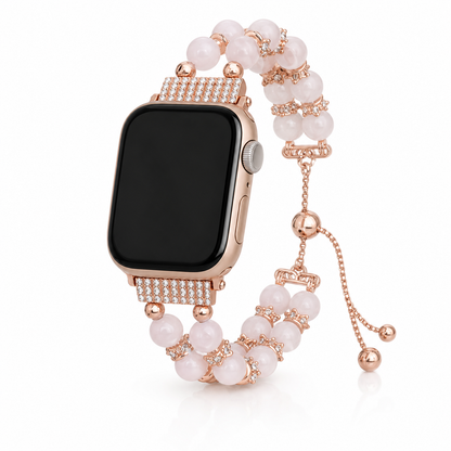 Pearl Charm Double-Strand Apple Watch Band - Rose Gold Chain + Mermaid Pearl