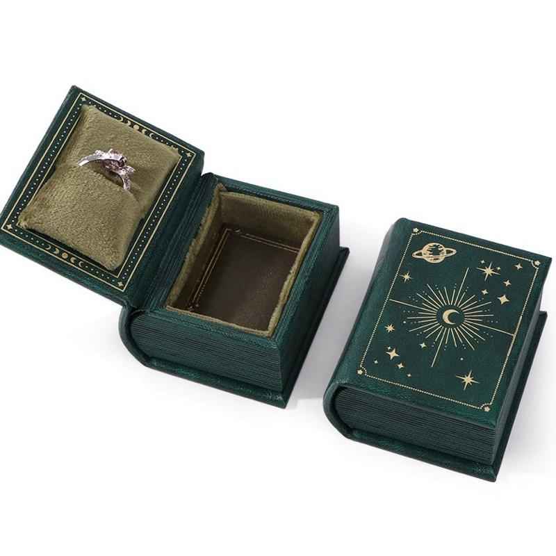 STAR WISH vintage book ring box open view for ring presentation