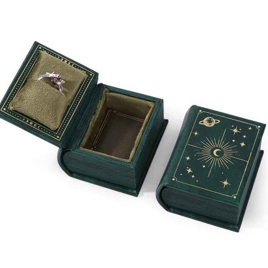 STAR WISH vintage book ring box open view for ring presentation
