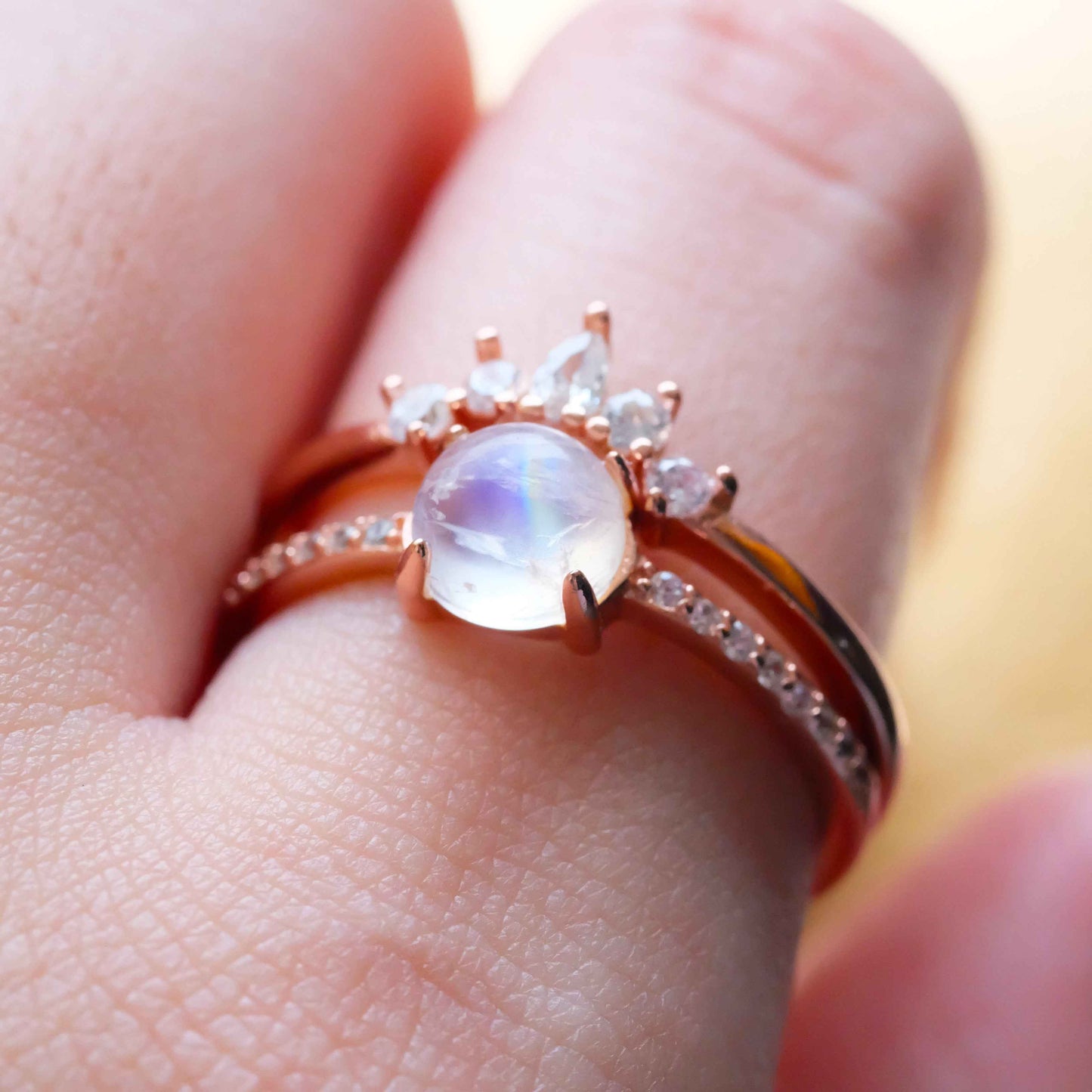 STAR WISH crown moonstone ring as romantic gemstone gift jewelry