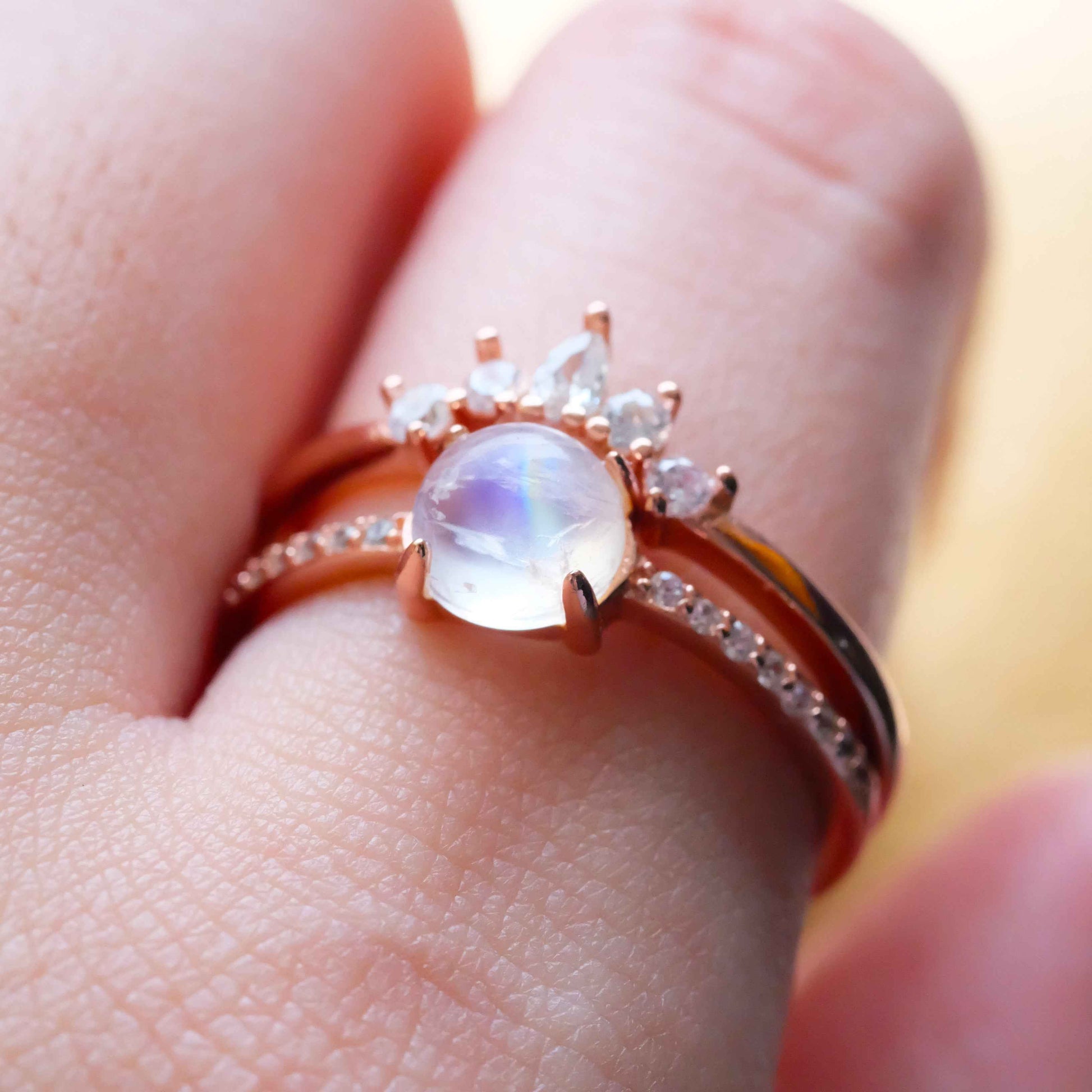 STAR WISH crown moonstone ring as romantic gemstone gift jewelry