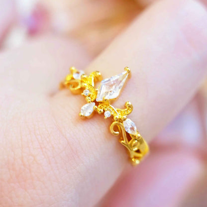 STAR WISH rhombus zircon crown ring as elegant gift jewelry