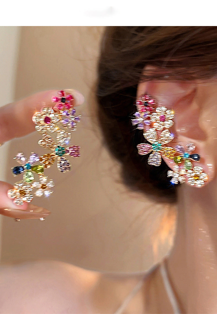 STAR WISH floral tassel stud earrings close detail