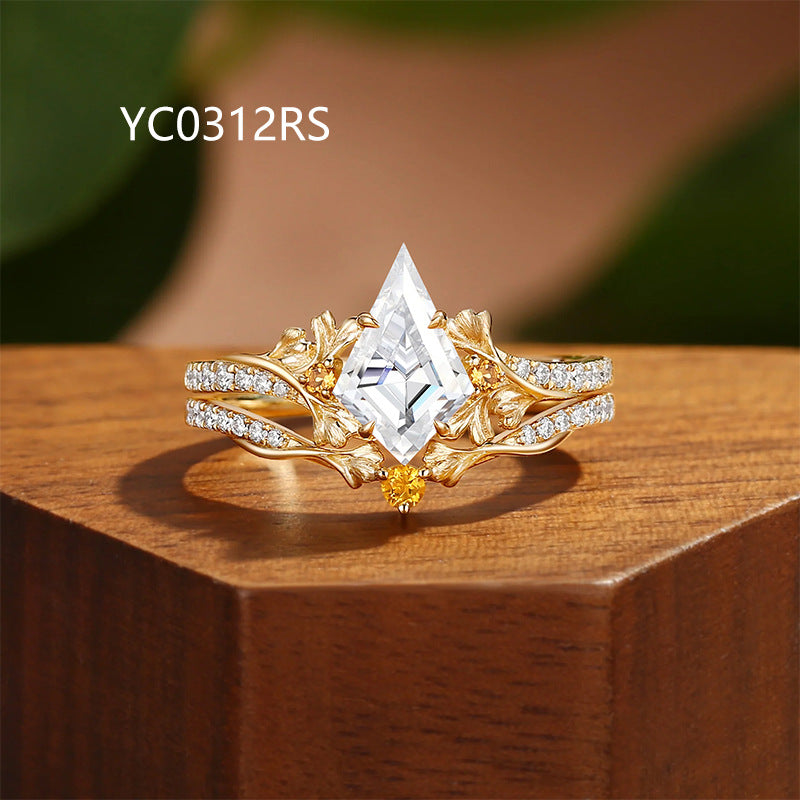 Kite moissanite stacking ring set in S925 silver