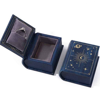 Side view of STAR WISH magnetic vintage book ring box