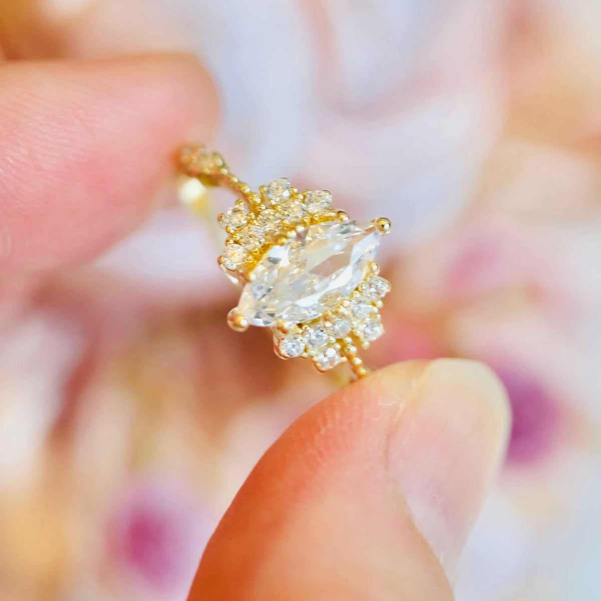 STAR WISH marquise gemstone ring styled on hand