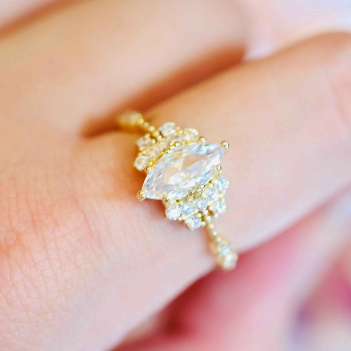 Marquise ring presented as elegant gift jewelry