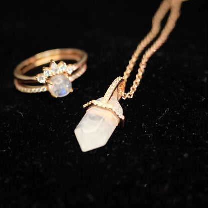 STAR WISH hexagon moonstone necklace as meaningful gemstone gift jewelry